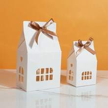10/20/50 Pcs Gingerbread House Gift Box, Gift Packaging Box, Simple White Gift Box With Bow,Suitable For Holiday Party Decoration, Candy Box, Jewelry Box,Gifts For Teachers, Classmates, Friends, Girlfriends - Multicolor - View 6