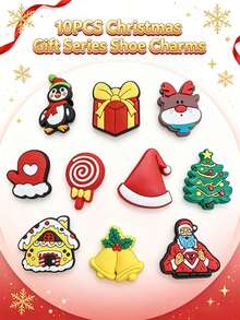 10PCS Christmas Gift Series Shoe Charm Pack, Various Festival Elements, Free DIY Combination, Exquisite Christmas Small Gift - Multicolor - View 1