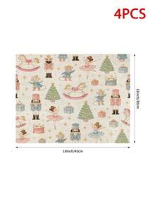 Pink Christmas Nutcracker Ballerina Table Runner, Cute Fairy Tale Mouse Rocking Horse Christmas Tree Table Decor, Winter Holiday Party Long Tablecloth For Home Kitchen Decoration - Multicolor - View 16