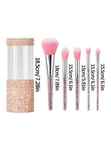 Pink Diamond Handle Makeup Brush Set With Storage Box, Travel Makeup Tools, Soft Fiber Powder Brush, Blush Brush, Eyeshadow Brush, Highlighter Brush, Blending Brush, Professional Makeup Tools - Pink - View 8
