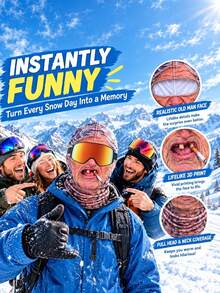 1pc Or 2pcs Unisex Funny Realistic Human Face Ski Mask, Realistic Old Man Head Balaclava, 3D Embossed Face Mask, Breathable, Suitable For Prank Parties - Multicolor - View 1