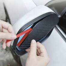 2pcs Multifunctional Car Rearview Mirror Rain Eyebrows, Thickened Carbon Fiber Texture Rain Cover, Anti-Falling Edges, Anti-Raindrops In Rainy Days, Anti-Glare At Night, Maintain A Clear View Of The Rearview Mirror, General-Purpose Auto Parts - A - View 4
