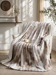 1pc Ink Wash Marble Pattern Bed Throw Blanket, Soft Warm Reversible Travel Blanket, Bed Blanket, Leisure Blanket, Shawl Blanket, Suitable For Living Room Sofa Blanket And Bedroom Dorm Bedding, Furniture Decor, Back To School/School Season/Dorm Bedding - Camel - View 1