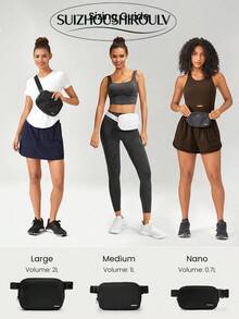 Bolsa de cinturón grande resistente al agua, estilo casual para uso diario - Negro - Ver 8