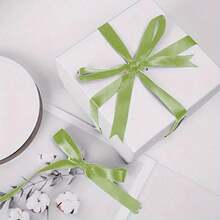 1pc Sage Green Ribbon Multi-Size Optional 1/1.5/2/2.5/4/5cm Silk-Grade Ribbon Ins Style Morandi Color Handmade Ribbon Wedding Bouquet Packaging Ribbon Anti-Fade Anti-Static DIY Hair Accessories Material - Grass Green - View 8
