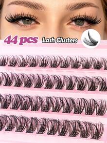 MAANGE 44 Clusters DIY Cat Eye Eyelash Extensions, Voluminous Curly Fluffy Lashes, 10-16mm Cluster Single Fake Lashes, Mixed Lengths, Customizable, Natural And Slender, Soft And Skin-Friendly, Suitable For European And American Eye Shapes, Suitable For Travel And Daily Carry, Gift For Women, Cluster Lashes, Fluffy Lashes, Eyelash Extensions - D - View 1
