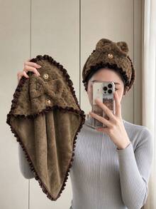 Hair Towel Wrap, Floral Bow Hair Drying Cap With Soft Plush Fabric, Absorbent Hair Turban For Wet Hair, Hair Wrap For Shower, Bath, Home, Travel And Daily Hair Care, Cute Head Wrap For Women And Girls, Makeup Skincare Routine, Home Travel Daily Use - Multicolor - View 14