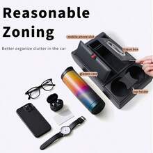 1pc Universal Car Armrest Pad, Armrest Box Heightening Pad, Storage Box, Tissue Box, Cup Holder, Multi-Functional Storage Organizer, Fashionable Car Interior Accessory, Black/Red/Beige/Coffee Brown, Multiple Colors Available - Multicolor - View 5