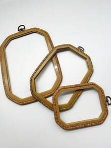 Vintage Rectangular Faux Wood Grain Embroidery Frame With Wall Hanging Hooks, 3 Sizes Available, Cross Stitch Embroidery Hoop And Finished Artwork Display Frame, Suitable For Handmade Embroidery Creation, Embroidery Wall Decor, Fabric Craft Display - Antique Rectangular - View 7