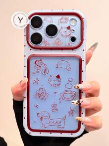 1pc New Retro Hand-Drawn Coffee & Cake Phone Case, Anti-Slip & Drop-Resistant Protective Shell, Suitable For Students Daily Use, Pretty Holiday Gift, Compatible With IPhone11 12 13 14 15 16 17 18 Pro Max - Multicolor - View 4