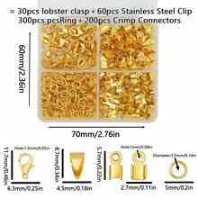 30pcs Lobster Clasp + 60pcs Seed Bead Clasp + 300pcs Closed Jump Rings + 200pcs Clamp Clasp DIY Jewelry Making Tools Set, Jewelry Accessories Material Kit - Box - View 10