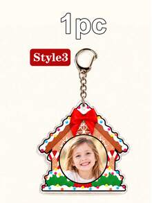 Custom Keychain With Photo, Personalized Christmas Key Chain, Festive Bow Holiday Keychains, Customized Picture Bag Charm, Customizable Xmas Gift - Multicolor - View 7