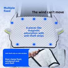 1PC Magnetic Car Windshield Cover, Half-Cover Design, Winter Frost And Snow Protection, Sunshade Shield For Front Windshield, Universal Fit Automotive Accessory For Cars And SUVs, All-Season Weather Protection, Winter Car Essentials - Multiple Styles - View 5