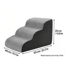 New Pet Home Stairs Multi-Layer Steps Small Dog Ramp Cat Ladder Up And Down Bed Small Stairs Removable Washable Cover 3D Large Particle Fleece Fabric Prevent Slipping Comfortable Wear-Resistant Can Solve Pet Up And Down Issues Reduce Pet Climbing Leg Burden Sloped Design Zipper Removable Washable Cover Anti-Slip Design Bottom More Stable - Grey - View 2