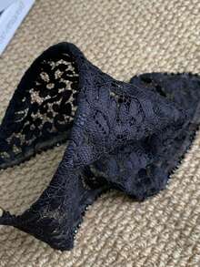 1PC Fashion Black Lace Headband, Vintage Hollow Beaded Triangular Scarf Headpiece, Dark Series Holiday Hair Accessory - Black - View 5