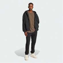 Adidas P ESS FZ HD Full Zip Loose Fit Hooded Jacket, Sports Sweatshirt, Black JC9579 - Black - View 3