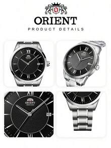 Orient 40.8mm Black Dial Automatic Mechanical Men's Watch With Metal Bracelet, Model RA-AC0014B10D - Black - View 6