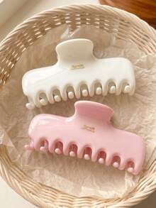 2pcs Barrette LaFrance Large Hair Clips, White & Pink, Strong Grip Non-Slip, French Style, Hair Accessories For Women & Girls - Multicolor - View 8