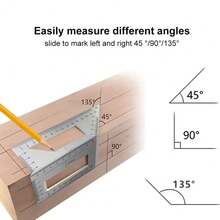 [Woodworking Multi-Angle Ruler] Multi-Function Angle Measuring Ruler With 45° And 90° Markings - Perfect For Woodworking And Drafting, Made Of Durable ABS Material - A - View 2