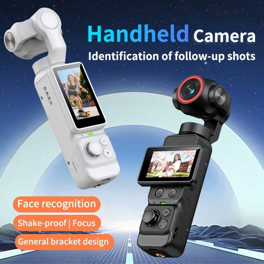 4K Handheld Pocket Gimbal Camera, Face Tracking, Touchscreen, WiFi, Landscape Mode, Portable Vlog Action Camera For Video Shooting - View 1