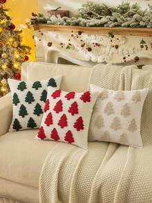 Homemorelove 2pcs/Set, Cross Christmas Tree 3D Embroidered Pillow Covers, Green, Beige, Red, With Tassel Decoration Throw Pillows, Modern Home Decor, Suitable For Living Room Sofa, Bedroom, Christmas Atmosphere Decoration, Pillow Insert Not Included - Red Cross-multicolor - View 8