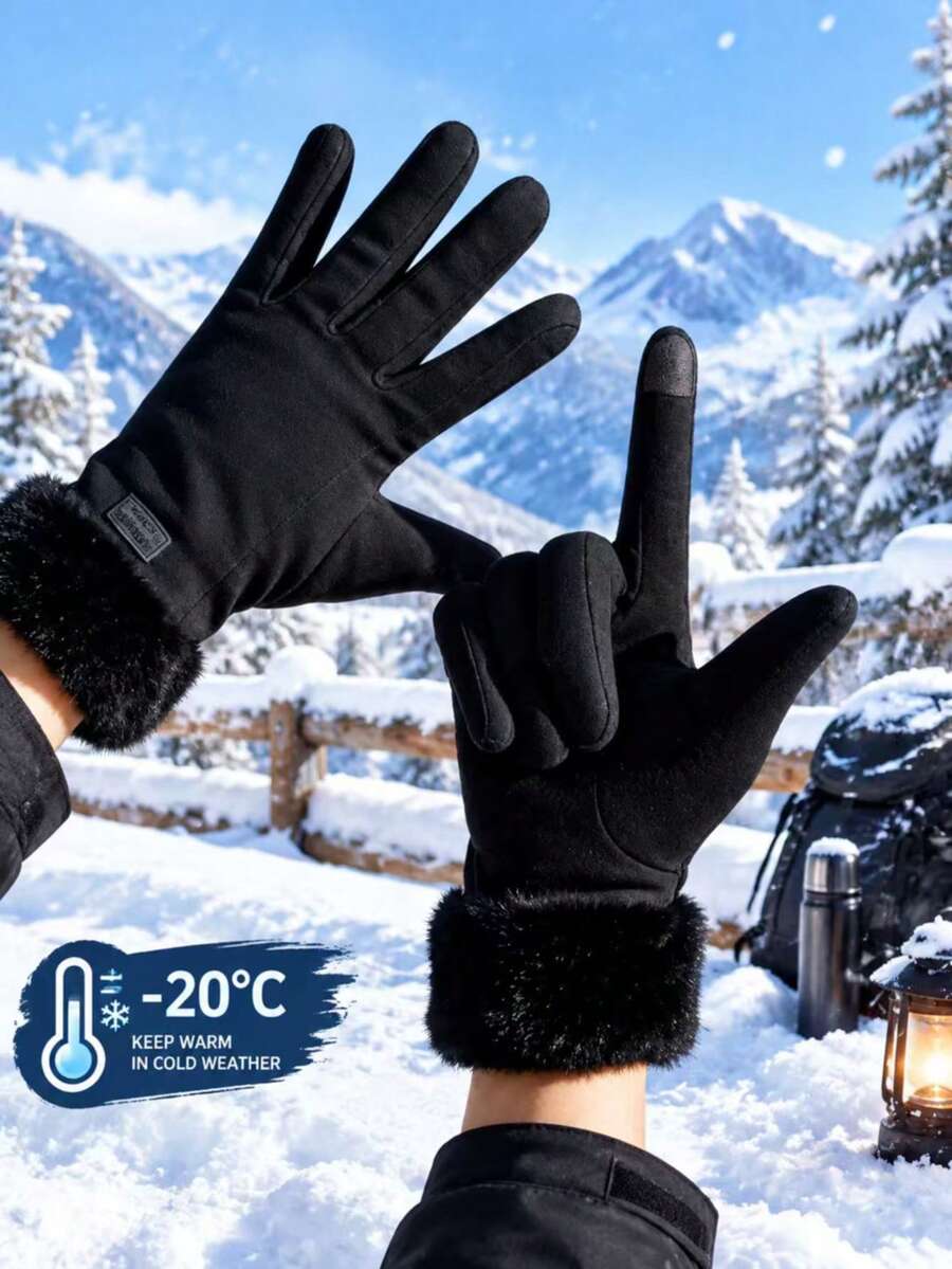 Women's Fall & Winter Warm Gloves, Responsive Touchscreen Function, Thickened Cushioned Windproof – Adorable Style For Students, Ideal For Riding & Daily Use - A - View 1