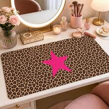 Pink Star Leopard Print Extended Mouse Pad, Bold Y2K Animal Spot Pattern Graphic Large Desk Mat With Stitched Edge, Smooth Cloth & Natural Rubber For Office Gaming Home Study Workspace, 4 Sizes Available - View 9