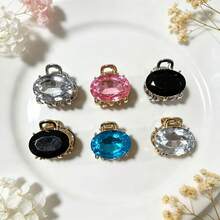 Oval Rhinestone Mini Hair Claw Clip, Cute Crystal Small Jaw Clips For Women Girls, Multicolor Tiny Hair Barrettes For Bangs Half Up Hair - Multicolor - View 10