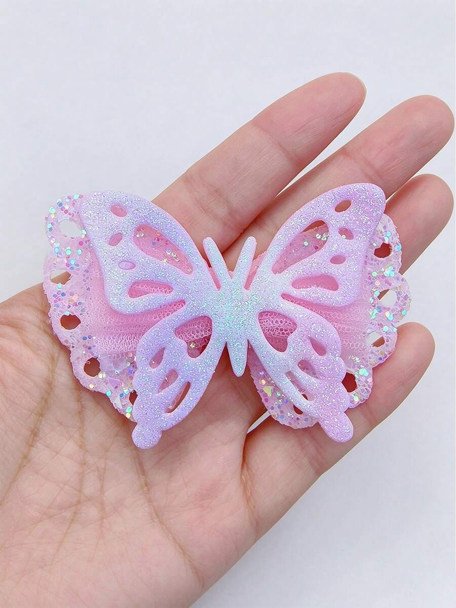 Holographic Glitter 3D Hollow Butterfly Decor, Fabric Mesh Sequin ...