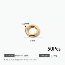 50 Buah Cincin Penghubung Tertutup Berlubang Bulat Berlapis Emas 18K dari Baja Tahan Karat 304, Lingkaran Penghubung untuk Aksesoris Perhiasan DIY Wanita - MultiWarna - View 12