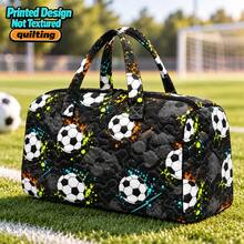 Quilted Storage Bag, Creative Cross-Embossed Large Capacity Travel Tote, Football Pattern Hand Luggage Bag, Large Capacity Tote Bag Suitable For Travel And Vacation Multi-Purpose Crossbody - one-size - View 6