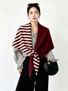 1pc Women's Wool Blend Knitted Oversized Triangle Scarf, Solid Color Multi-Way Wear Warm Neck Scarf Shawl, Minimalist Autumn/Winter Layering Accessory - Multi-color 6 - View 20