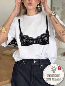 Women T-Shirts - Black and White - View 9