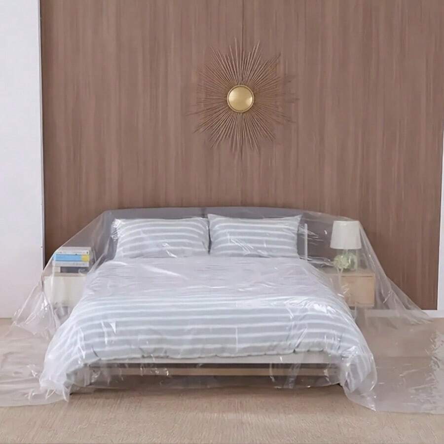 1pc Heavy Duty Clear Mattress Storage Bag, Waterproof PE Mattress Protector Cover, Foldable Mattress Moving Bag, Dustproof Mattress Storage Sleeve For Moving, Renovation And Long Term Storage - Multicolor - View 1