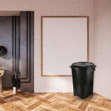 Lixeira Preta Cesto De Lixo Grande Cozinha 60 Litros Higieni - Preto - Visão 4