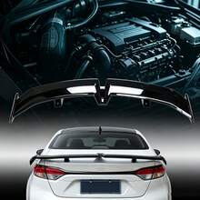 Three-Box Car With Universal Sports Rear Wing. Non-Drilled, Seamless Adhesive Application. High-Gloss Paint Finishing. Racing Car Appearance Modification Part. - Black - View 2