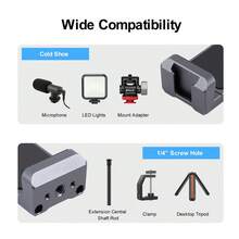 PULUZ Cold Shoes Aluminum Alloy Phone Clamp Holder Bracket(Black) - Black - View 4