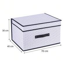 XXL Patterned Storage Box 70 X 40 X 30 Cm, 84L Collapsible Fabric Storage Bin With Lid & Front Handle, Foldable Organiser For Clothes, Bedding, Blankets, Wardrobe & Under Bed - 2 Colours Shipped At Random - View 3