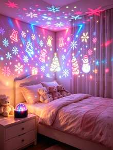 Christmas Projection Light, USB LED Snowflake & Santa Claus Pattern Starry Sky Projection Lamp, RGB Colorful Magic Ball Night Light, Suitable For Bedroom Party Holiday Decoration, Christmas Gift - Multicolor - View 7