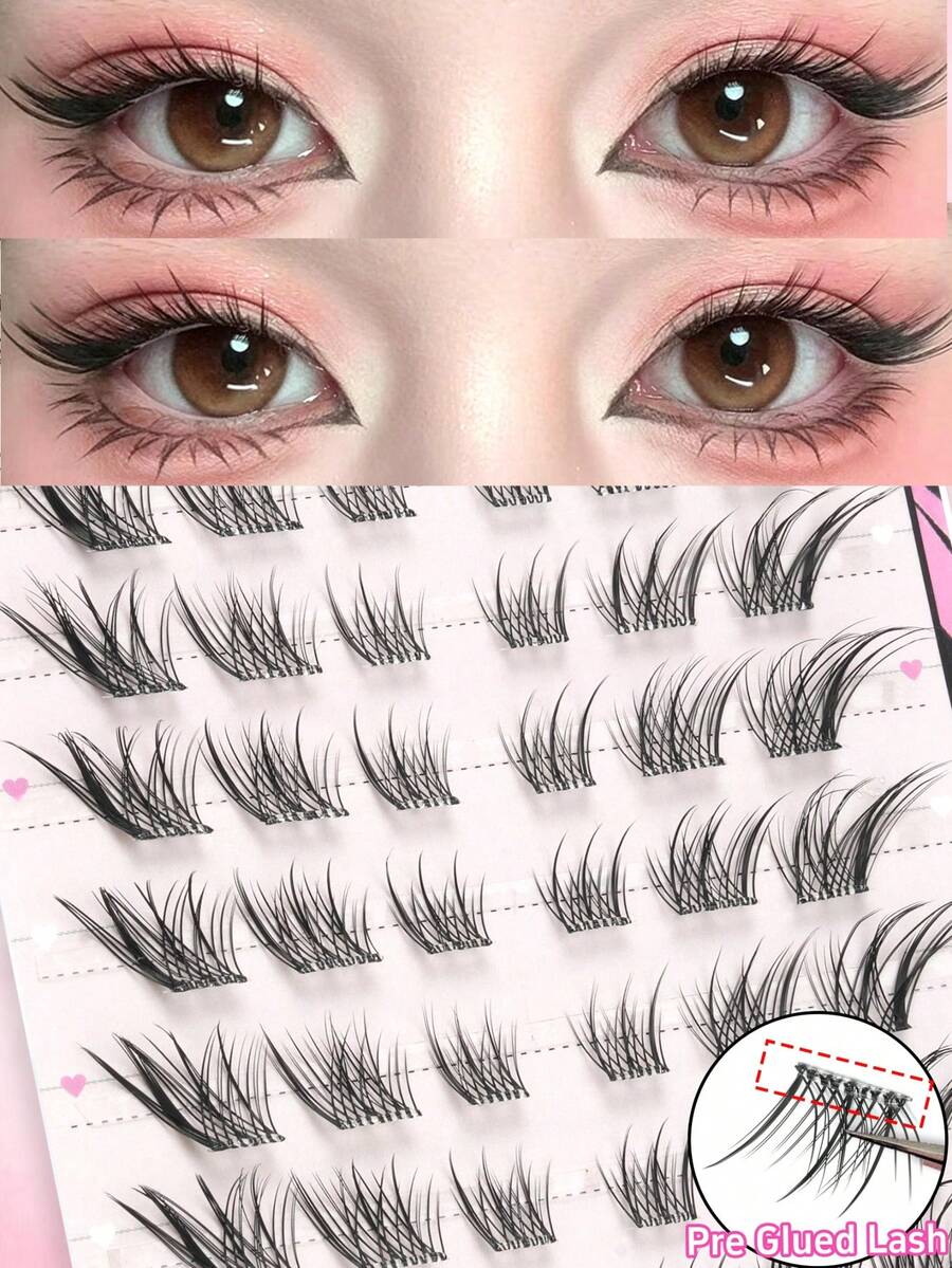 60 chùm lông mi giả phong cách Fox-Style cong C quyến rũ, thiết kế 3D phân lớp định hình đường viền mắt, tự dính không cần keo, chất mi mềm cho lối trang điểm mắt cuốn hút, dễ dán nhanh cho người mới bắt đầu - C - Xem 1