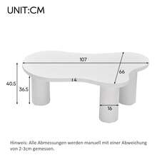 Irregular Cloud Shape Coffee Table, 107cm Length, 66cm Width, 40.5cm Height, MDF Table Top And PVC, With Felt Pad - White + MDF + PVC - View 4