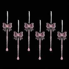 6PCS Christmas Acrylic Bow Icicle Hanging Ornaments, Clear Macaron Color Crystal Bow Icicle Pendants, Xmas Tree Window Home Holiday Party Decorations - Multicolor - View 31