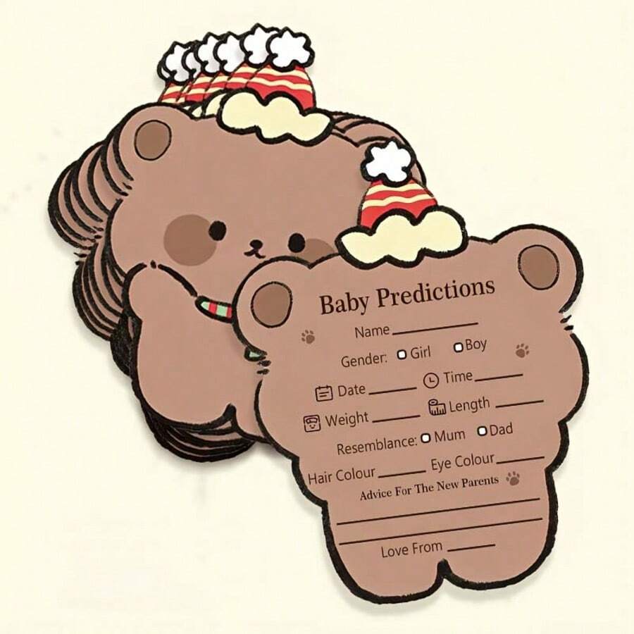10/30 Pcs Cartoon Little Bear Baby Fortune Cards, Newborn Information ...