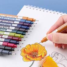 GuangNa 12/24 Vintage Ink Pens, 0.5mm Fine Tip, Multi-Color Fine Liner Pens. Suitable For Line Drawing, Doodling, Manga Design, Sketching And Outlining. Writing And Painting Art Supplies, Woodworking And Architectural Marking Tools, DIY Crafts, Artistic Creation. Christmas Gifts, Birthday Gifts. Back To School Supplies, Learning Stationery - Sets - View 8