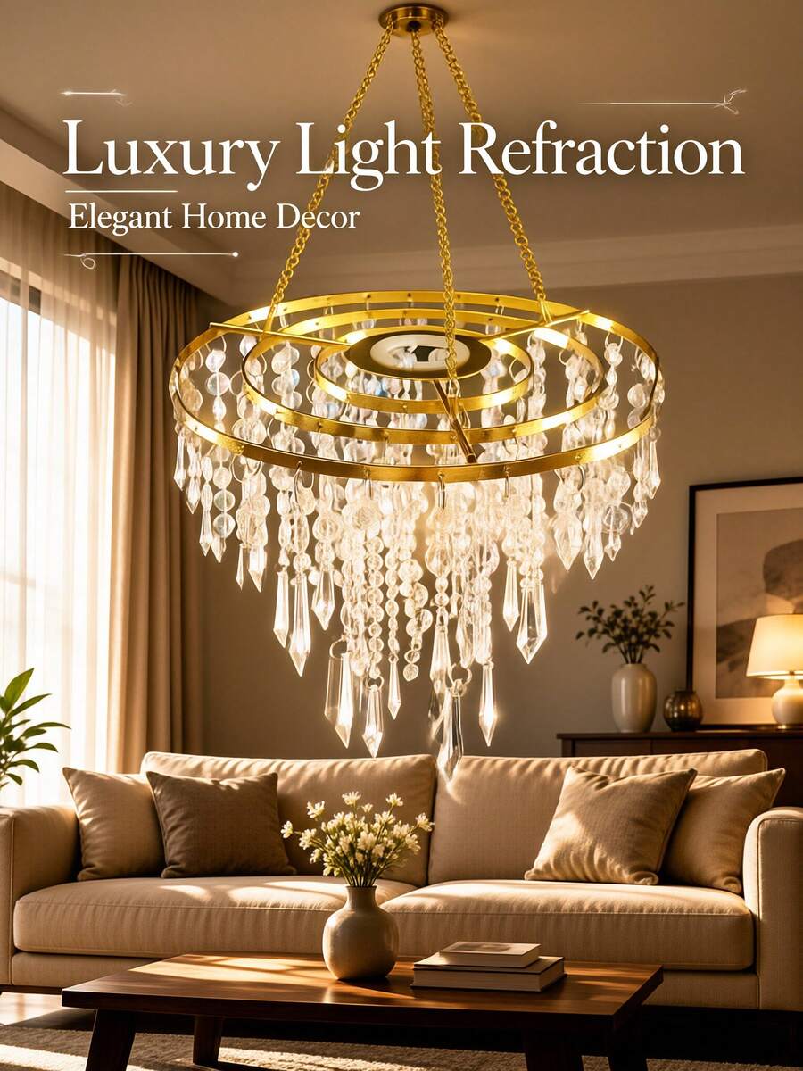 1pc | 3-Layer Tiered Design | Sparkling Crystal Pendant, Flat ...