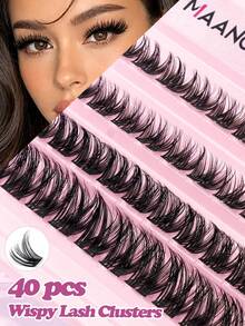 MAANGE 40 Clusters DIY Cat Eye Eyelash Extensions, Thick And Curly Fluffy Lashes, 10-16mm Cluster Single Fake Eyelashes, Mixed Lengths, Freely Matchable, Natural And Slender, Soft And Skin-Friendly, Suitable For European And American Eye Shapes, Suitable For Travel And Daily Carry, Gift For Women, Cluster Lashes, Fluffy Lashes, Eyelash Extensions - D - View 7