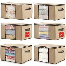 120L Collapsible Clothes Storage Boxes With Lids – Large Wardrobe And Duvet Storage Bags For Moving Or Underbed Use – Reinforced Handles And Zip Closure – 6 Pack In Grey - 120L (Grey) - View 9