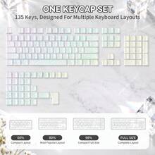 ATTACK SHARK SK06 135 Keys Shine-Through Keycaps, ANSI/ISO US QWERTY Layout: Double-Shot PBT With Shine-Through Side Legends - View 6