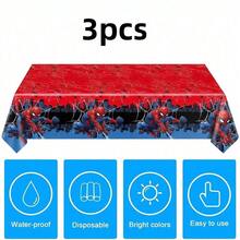 3pcs/1pc Cartoon Character Themed Tablecloth, Christmas Decoration Set, Tablecloth, Party Birthday Celebration Decor, Yard Use, Room Decoration, Perfect For Birthday Parties And Holiday Gatherings. Best Party Gift For Friends And Couples - Multicolor - View 7