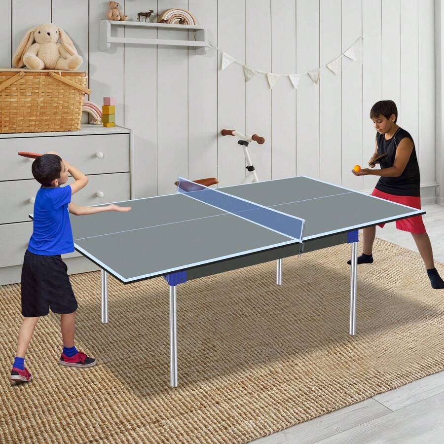 Foldable Ping Pong Table, 180.34 X 90.17 X 1.2 Cm Surface - For Families, Adults And Children (Grey) - Grey - View 1